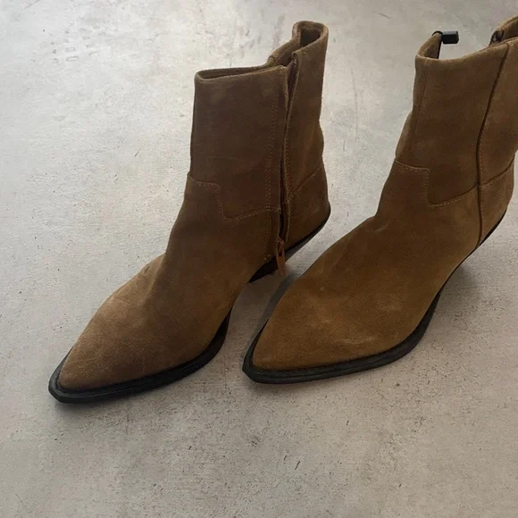Zara Tan Suede Ankle Boots - Picture 1 of 5